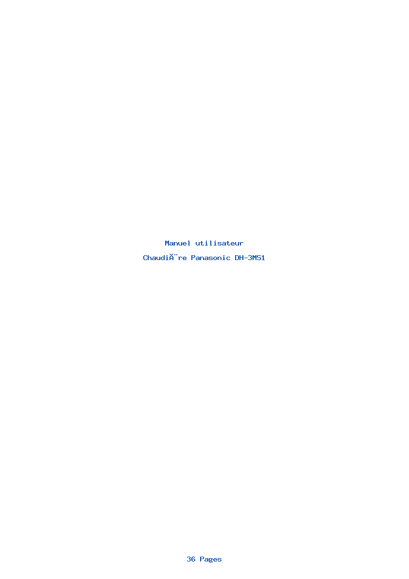 Page 1 de la notice Manuel utilisateur Panasonic DH-3MS1