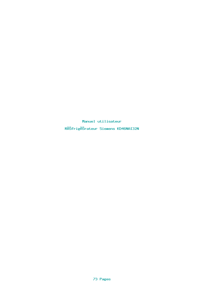 Page 1 de la notice Manuel utilisateur Siemens KD46NAI32N