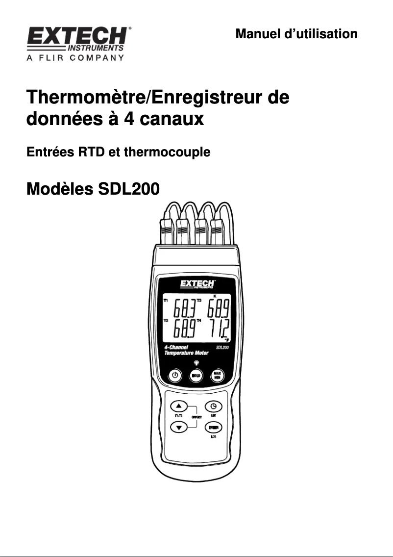 Page 1 de la notice Manuel utilisateur Extech SDL200