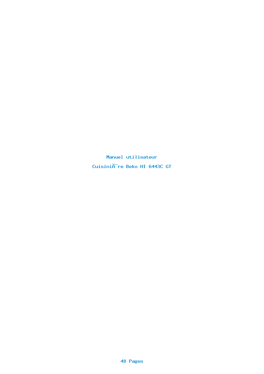 Page 1 de la notice Manuel utilisateur Beko HI 6443C GT