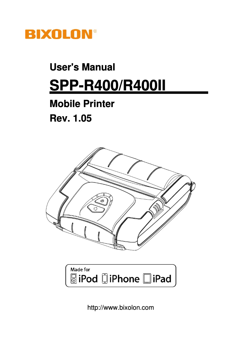 Page 1 de la notice Manuel utilisateur Bixolon SPP-R400