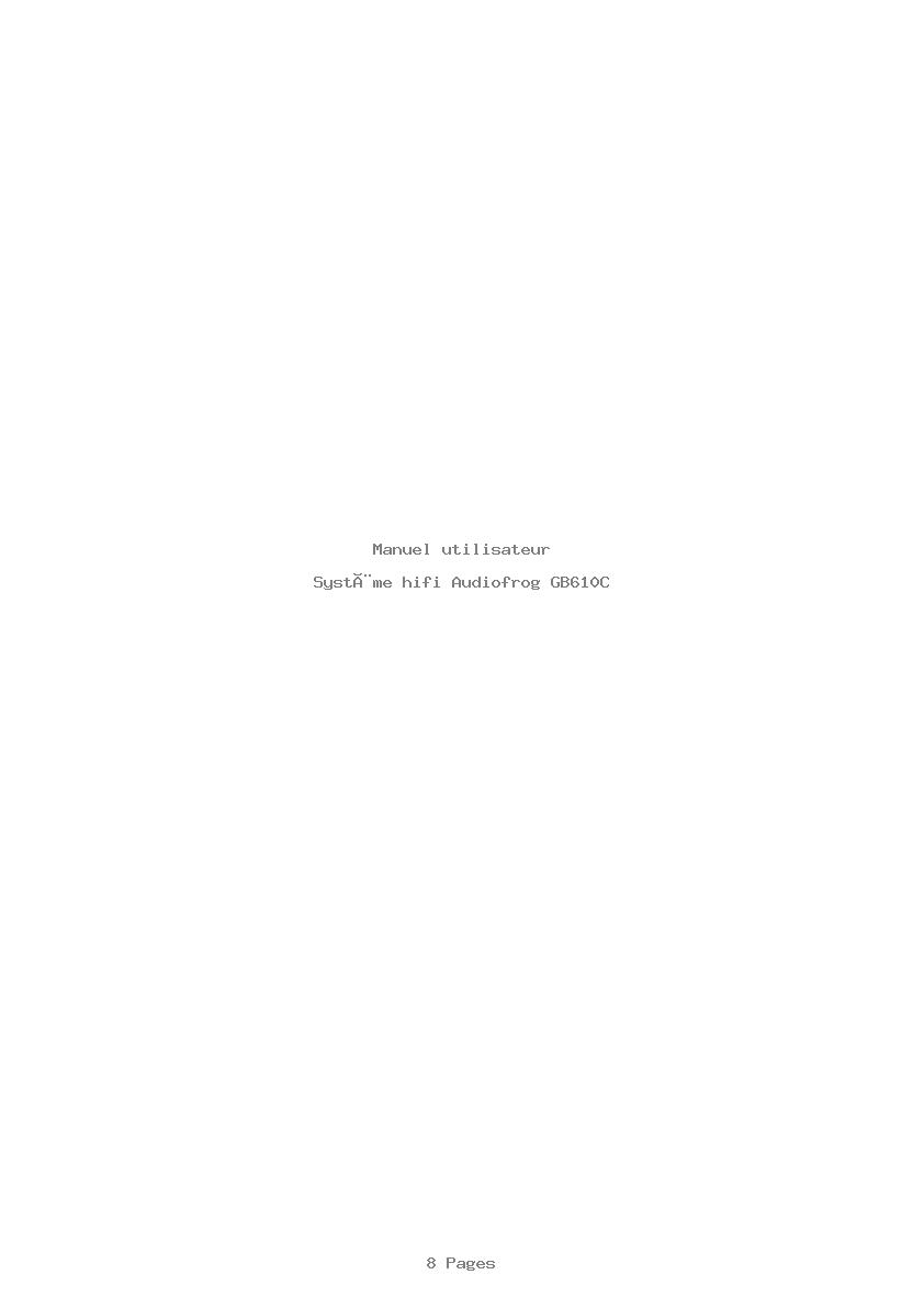 Page 1 de la notice Manuel utilisateur Audiofrog GB610C