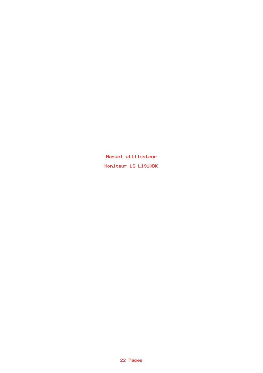 Page 1 de la notice Manuel utilisateur LG L1910BK