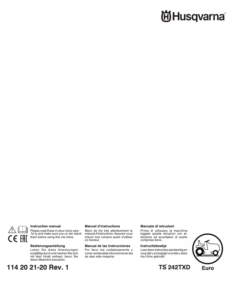 Page 1 de la notice Manuel utilisateur Husqvarna TS 242