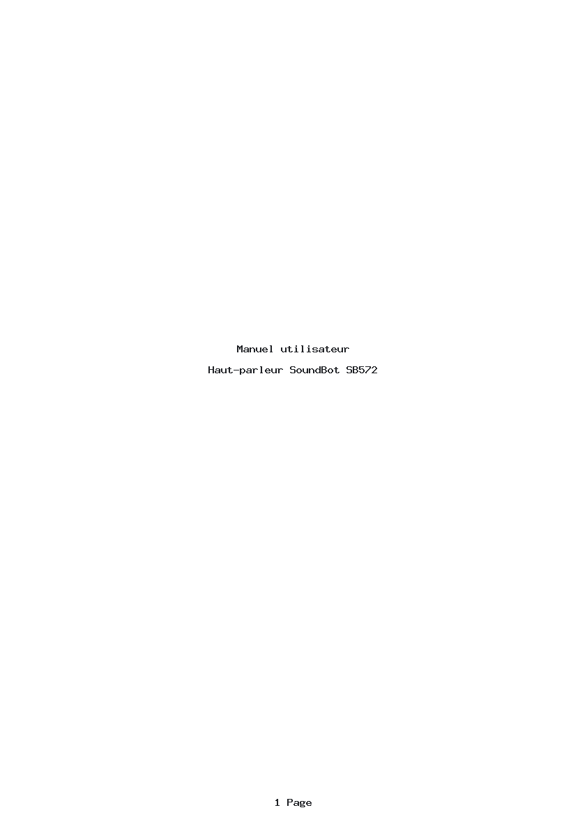 Page 1 de la notice Manuel utilisateur SoundBot SB572