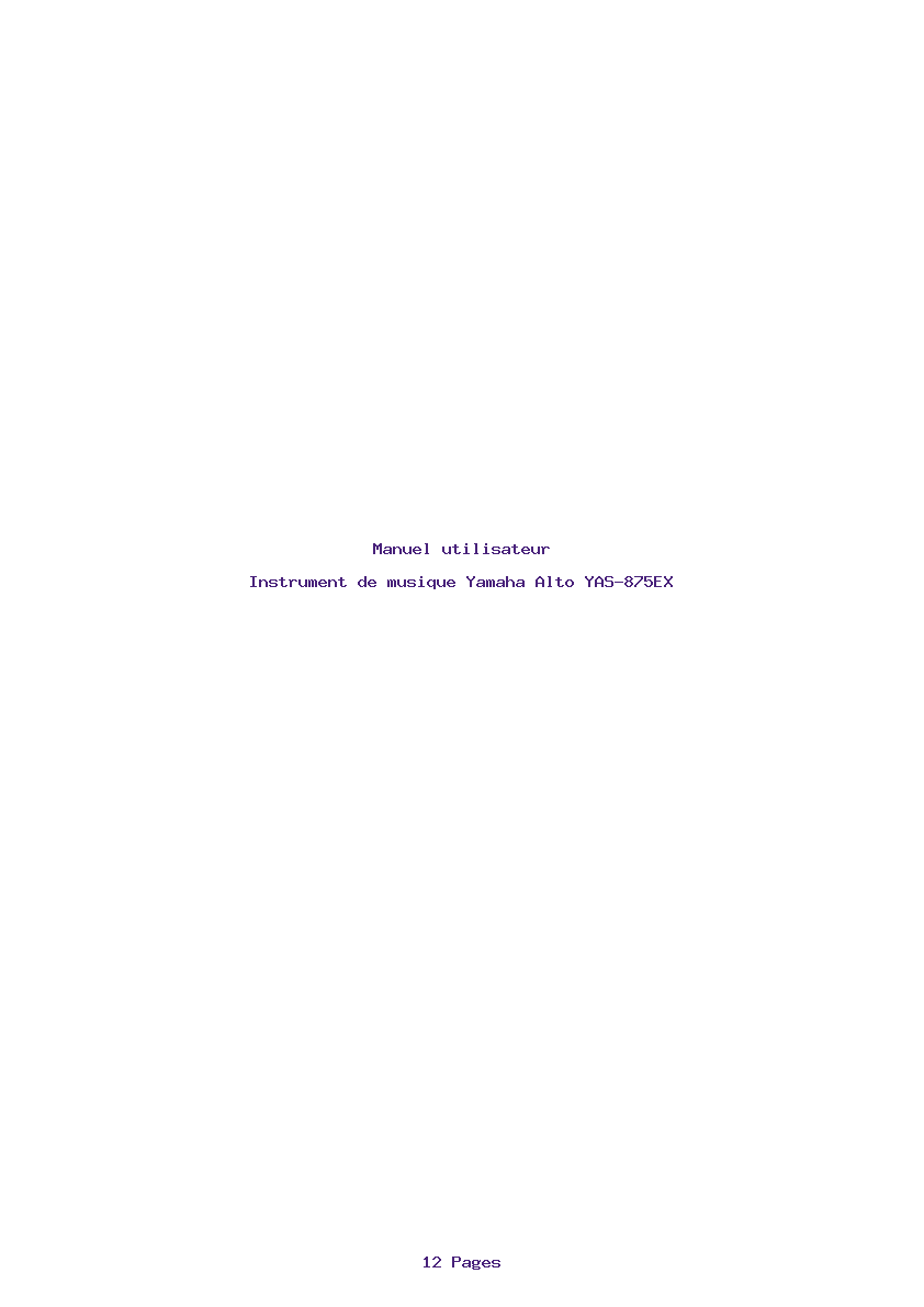 Page 1 de la notice Manuel utilisateur Yamaha Alto YAS-875EX