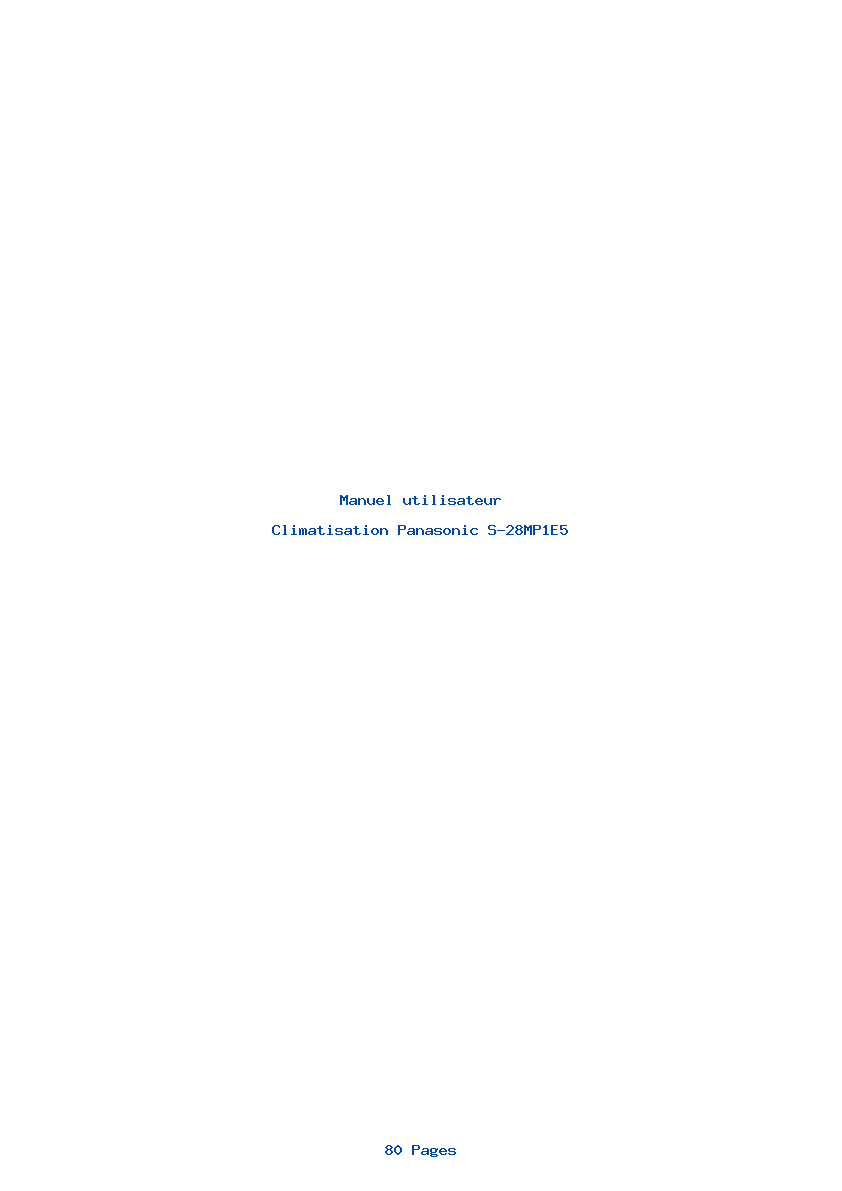 Page 1 de la notice Manuel utilisateur Panasonic S-28MP1E5