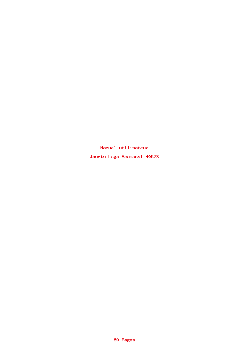 Page 1 de la notice Manuel utilisateur Lego Seasonal 40573