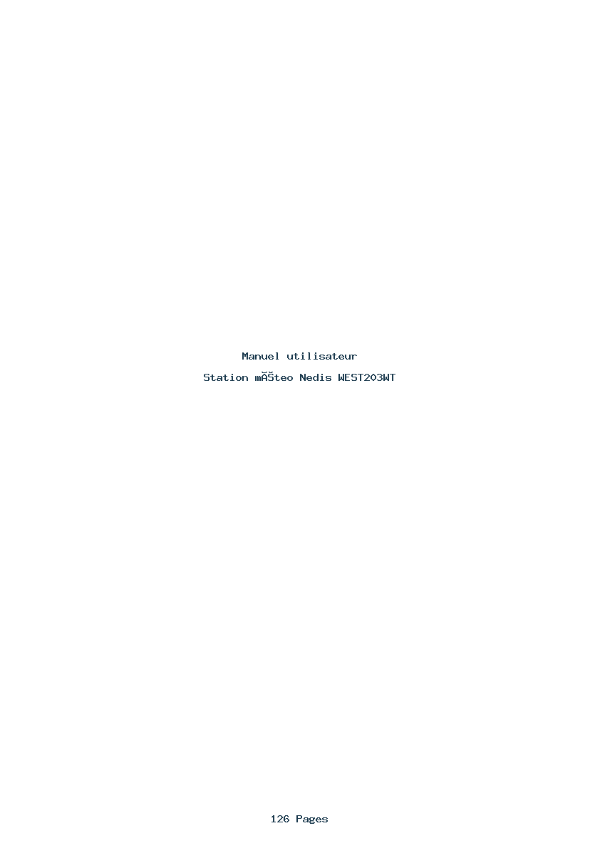 Page 1 de la notice Manuel utilisateur Nedis WEST203WT