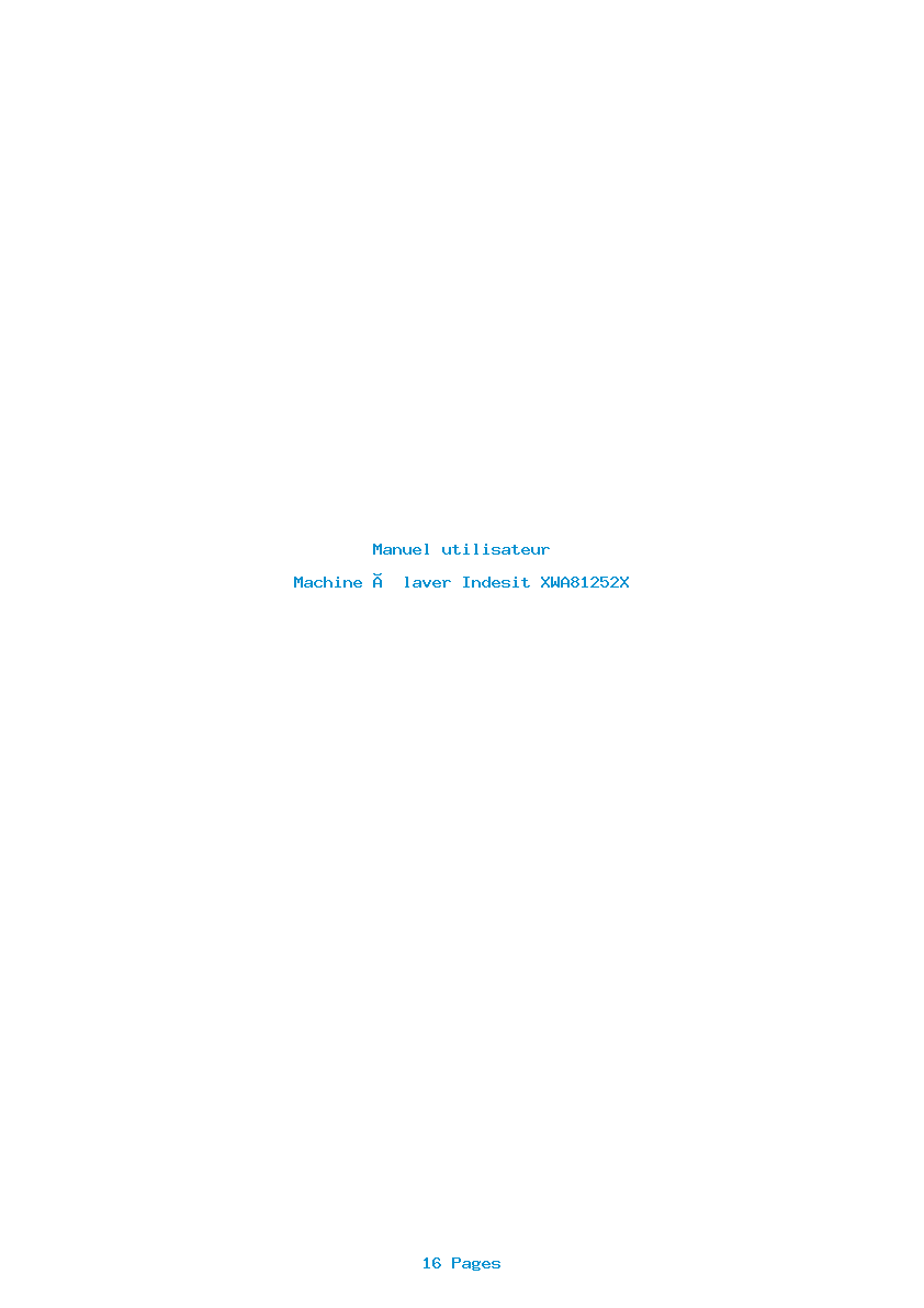 Page 1 de la notice Manuel utilisateur Indesit XWA81252X
