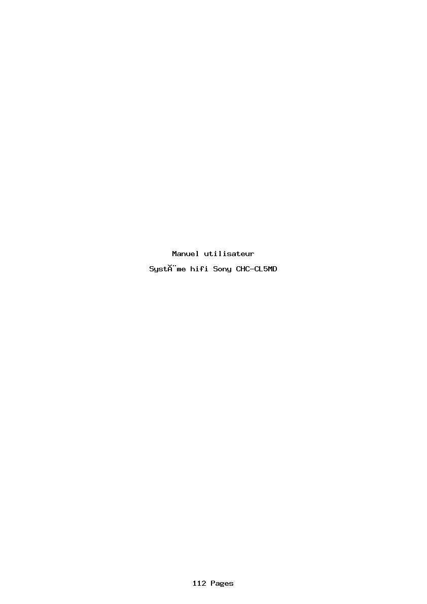 Page 1 de la notice Manuel utilisateur Sony CHC-CL5MD