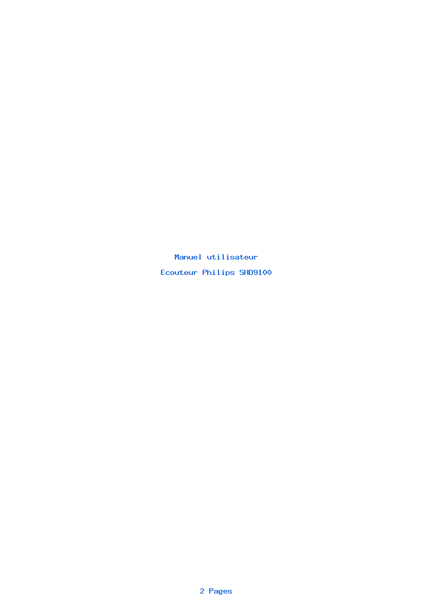Page 1 de la notice Manuel utilisateur Philips SHD9100