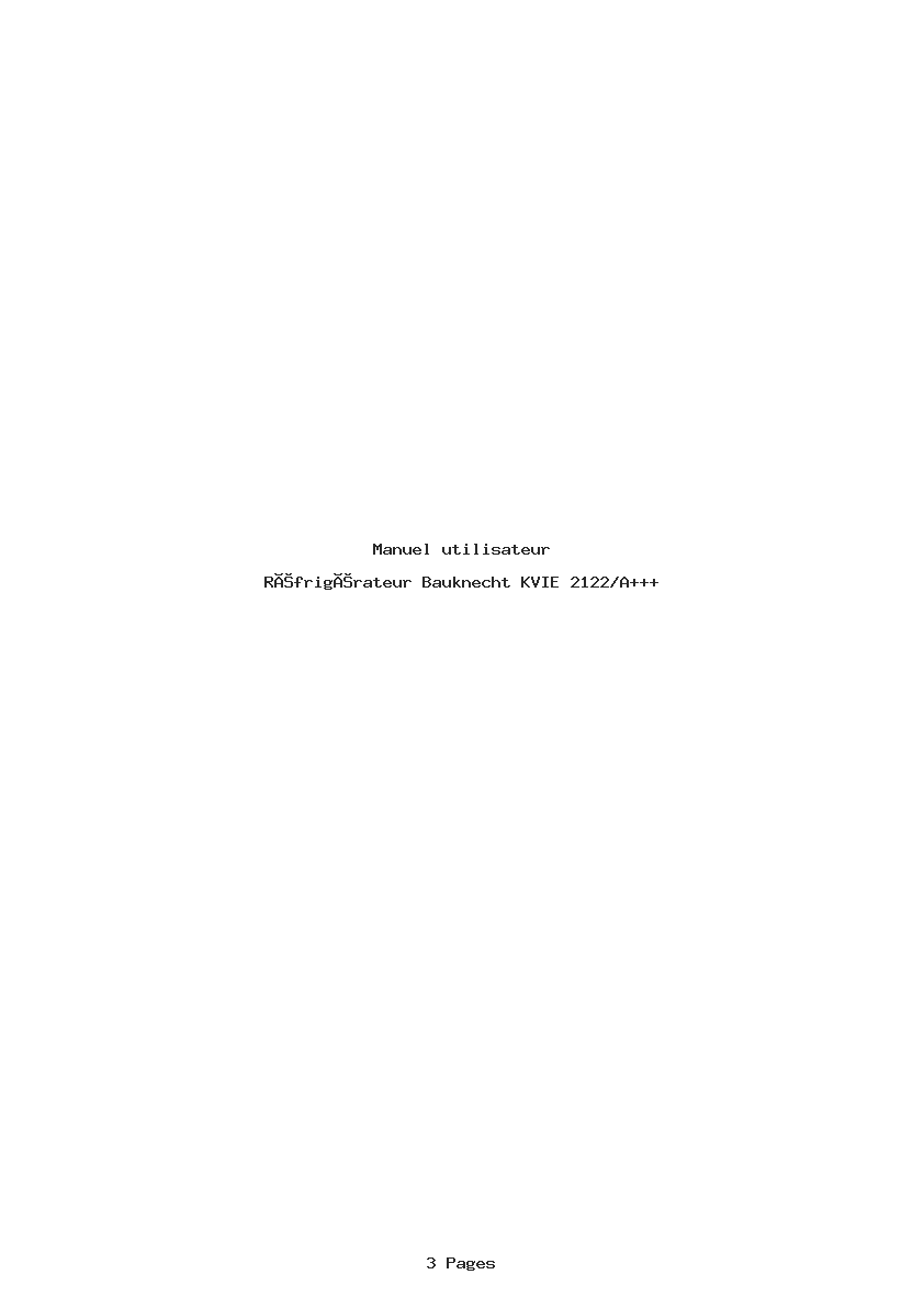 Page 1 de la notice Manuel utilisateur Bauknecht KVIE 2122/A+++