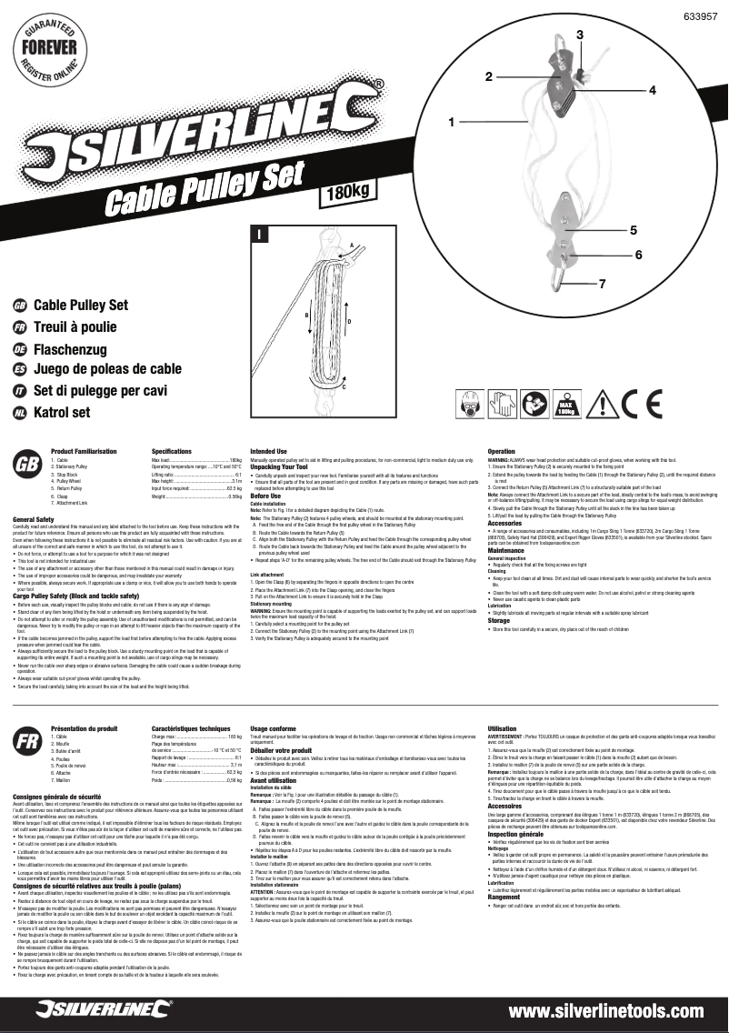Page 1 de la notice Manuel utilisateur Silverline 633957