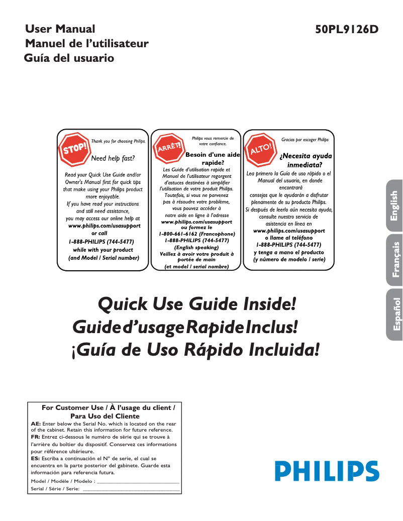 Página 1 del manual Manual de usuario Philips 50PL9126D