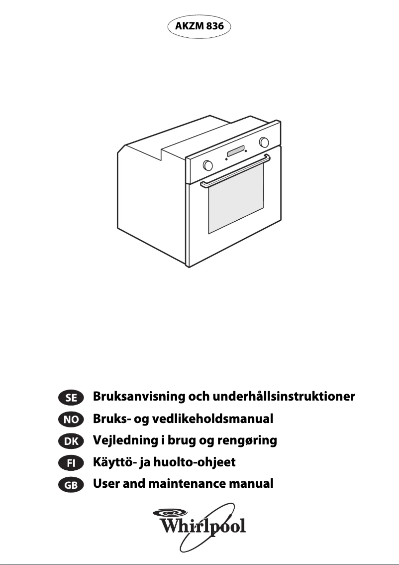 Page 1 de la notice Manuel utilisateur Whirlpool AKZM 836
