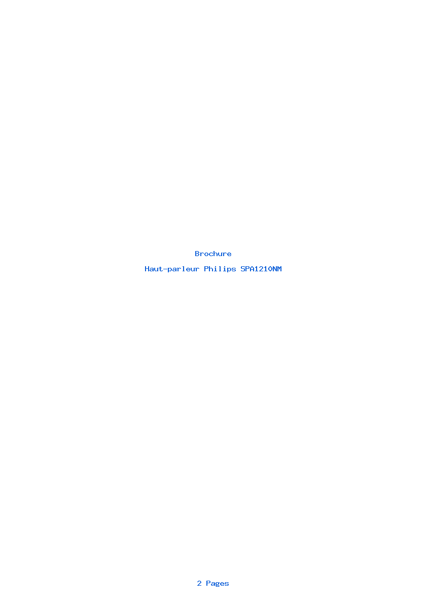 Page 1 de la notice Brochure Philips SPA1210NM