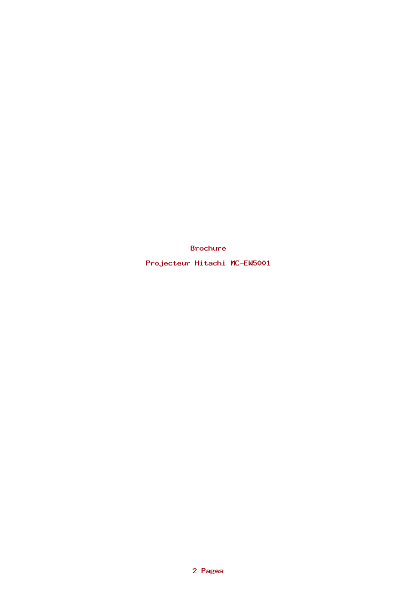 Page 1 de la notice Brochure Hitachi MC-EW5001