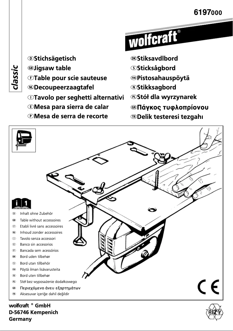 Page 1 de la notice Manuel utilisateur Wolfcraft 6197000