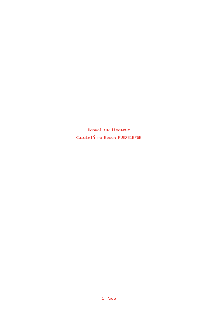 Page 1 de la notice Manuel utilisateur Bosch PUE731BF5E