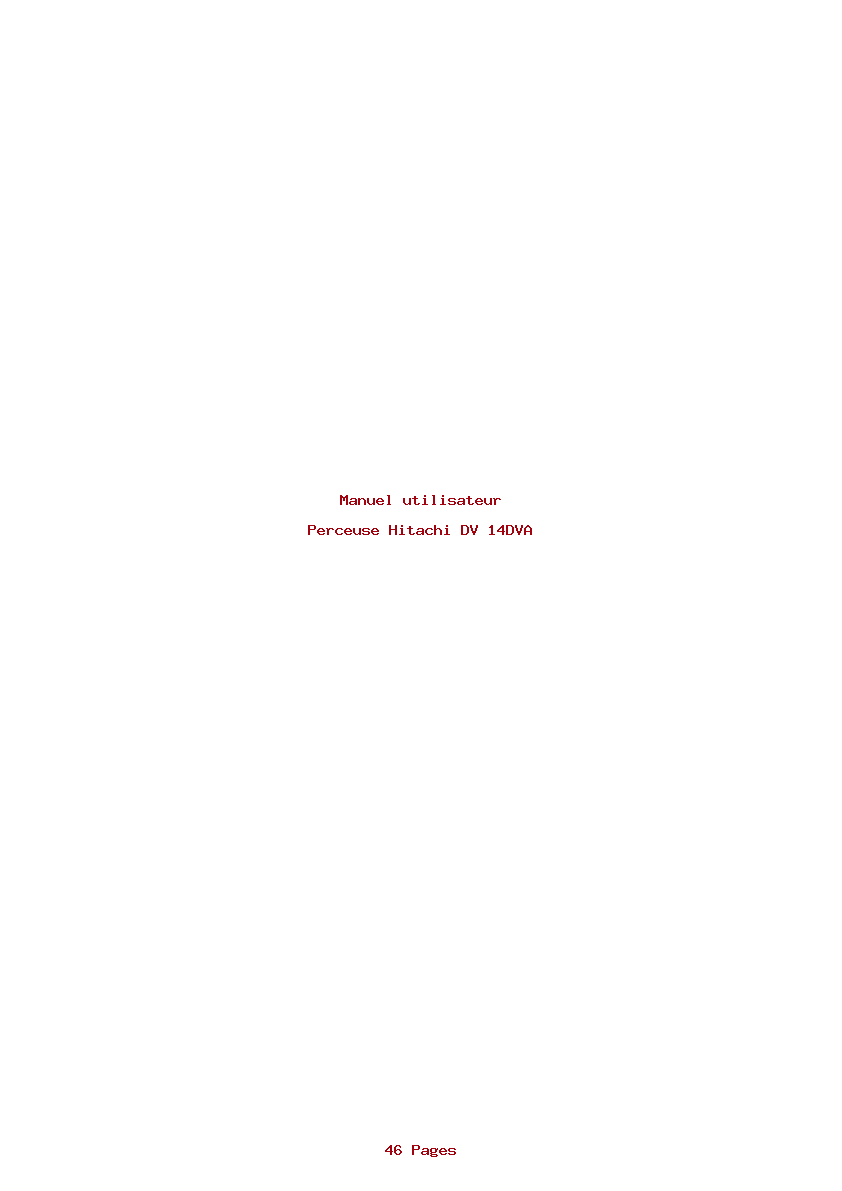 Page 1 de la notice Manuel utilisateur Hitachi DV 14DVA