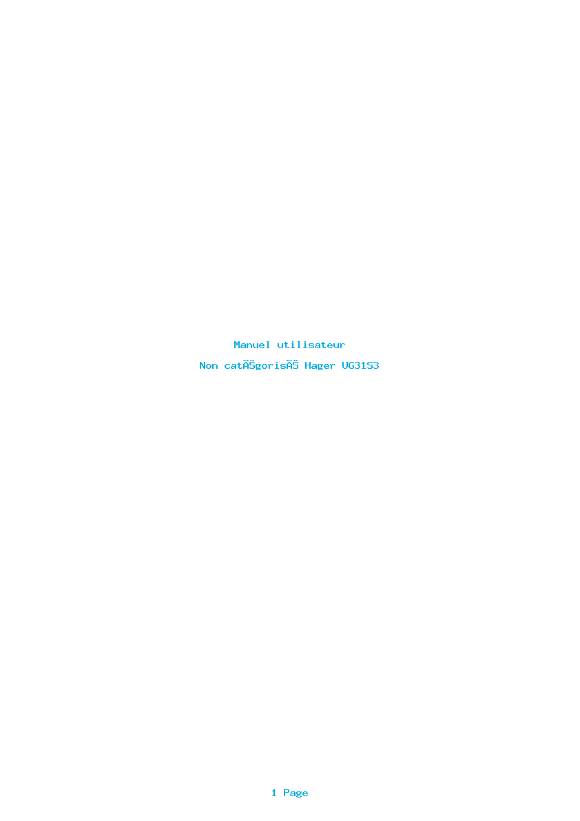 Page 1 de la notice Manuel utilisateur Hager UG31S3