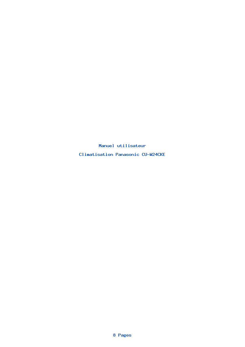 Page 1 de la notice Manuel utilisateur Panasonic CU-W24CKE