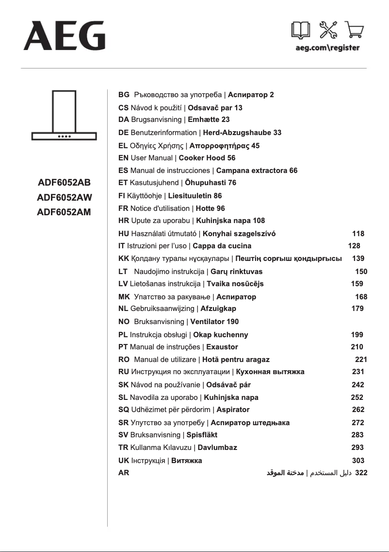 Page 1 de la notice Manuel utilisateur AEG ADF6052AB