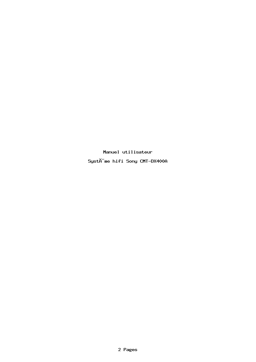 Page 1 de la notice Manuel utilisateur Sony CMT-DX400A