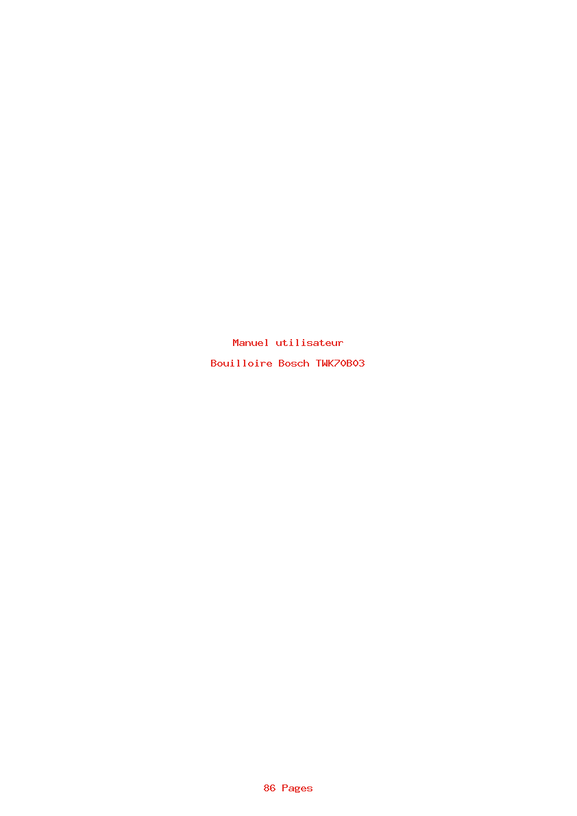 Page 1 de la notice Manuel utilisateur Bosch TWK70B03