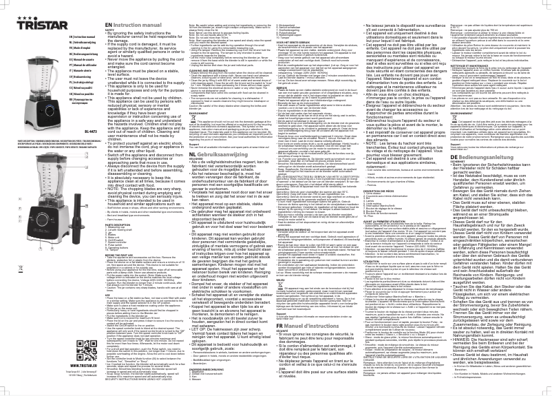 Page 1 de la notice Manuel utilisateur TriStar BL-4473