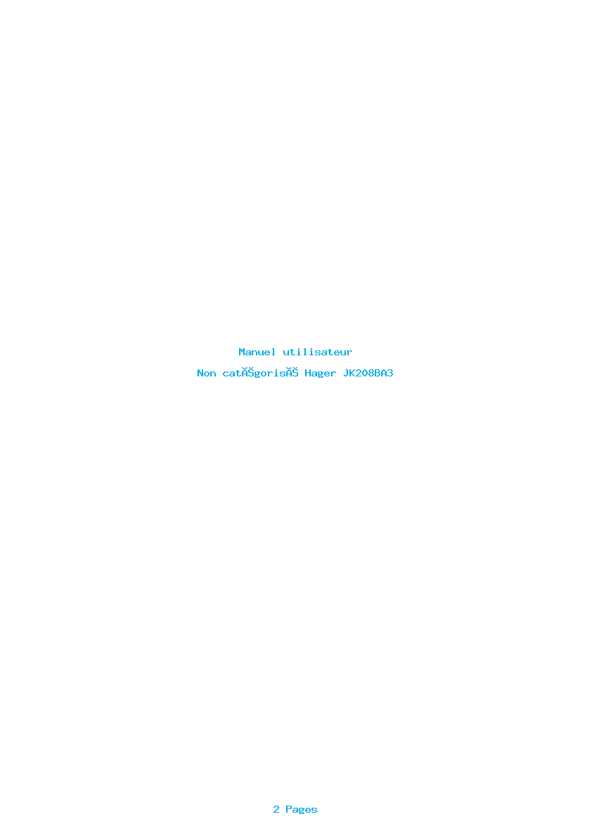 Page 1 de la notice Manuel utilisateur Hager JK208BA3