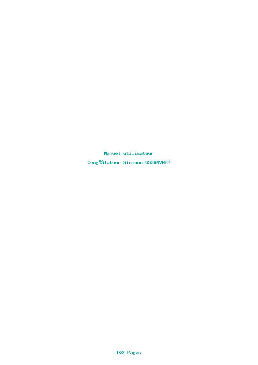 Page 1 de la notice Manuel utilisateur Siemens GS36NVWEP