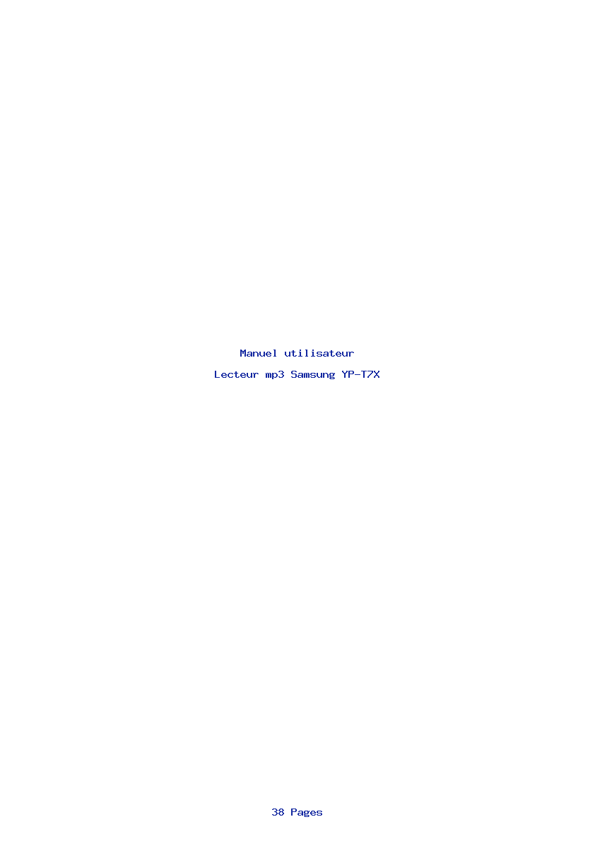 Page 1 de la notice Manuel utilisateur Samsung YP-T7X