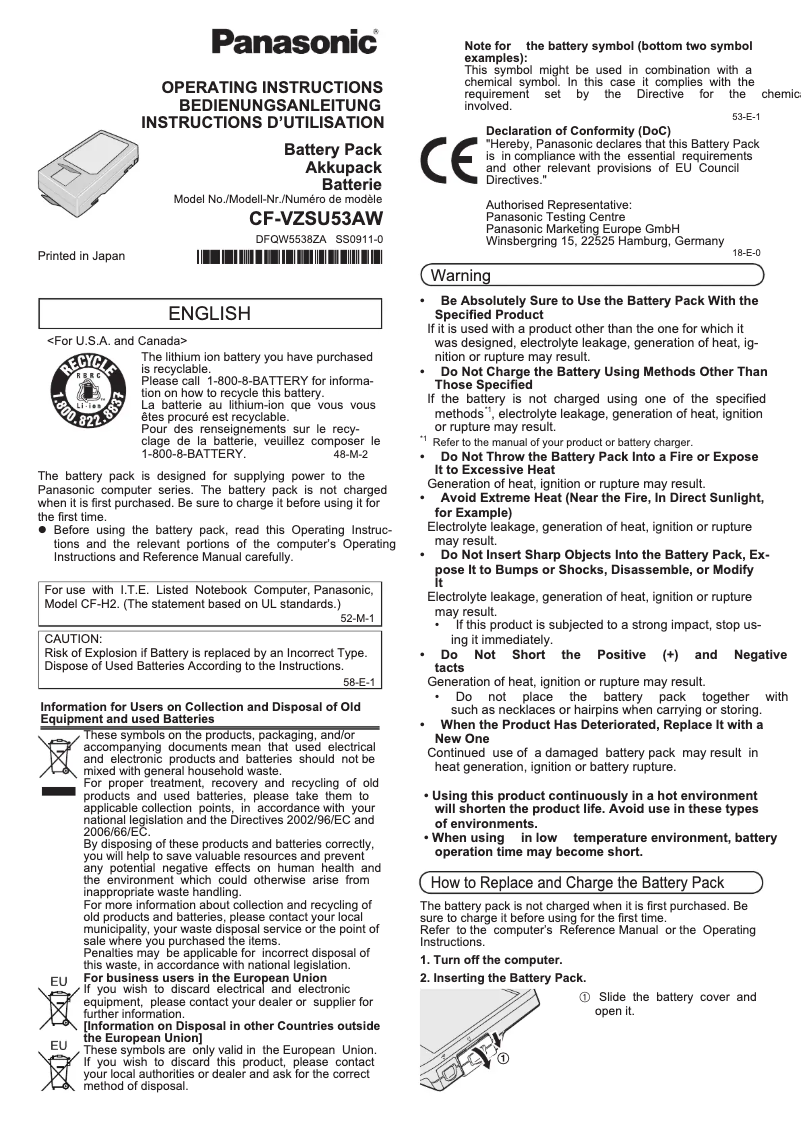 Página 1 del manual Manual de usuario Panasonic CF-VZSU53AW