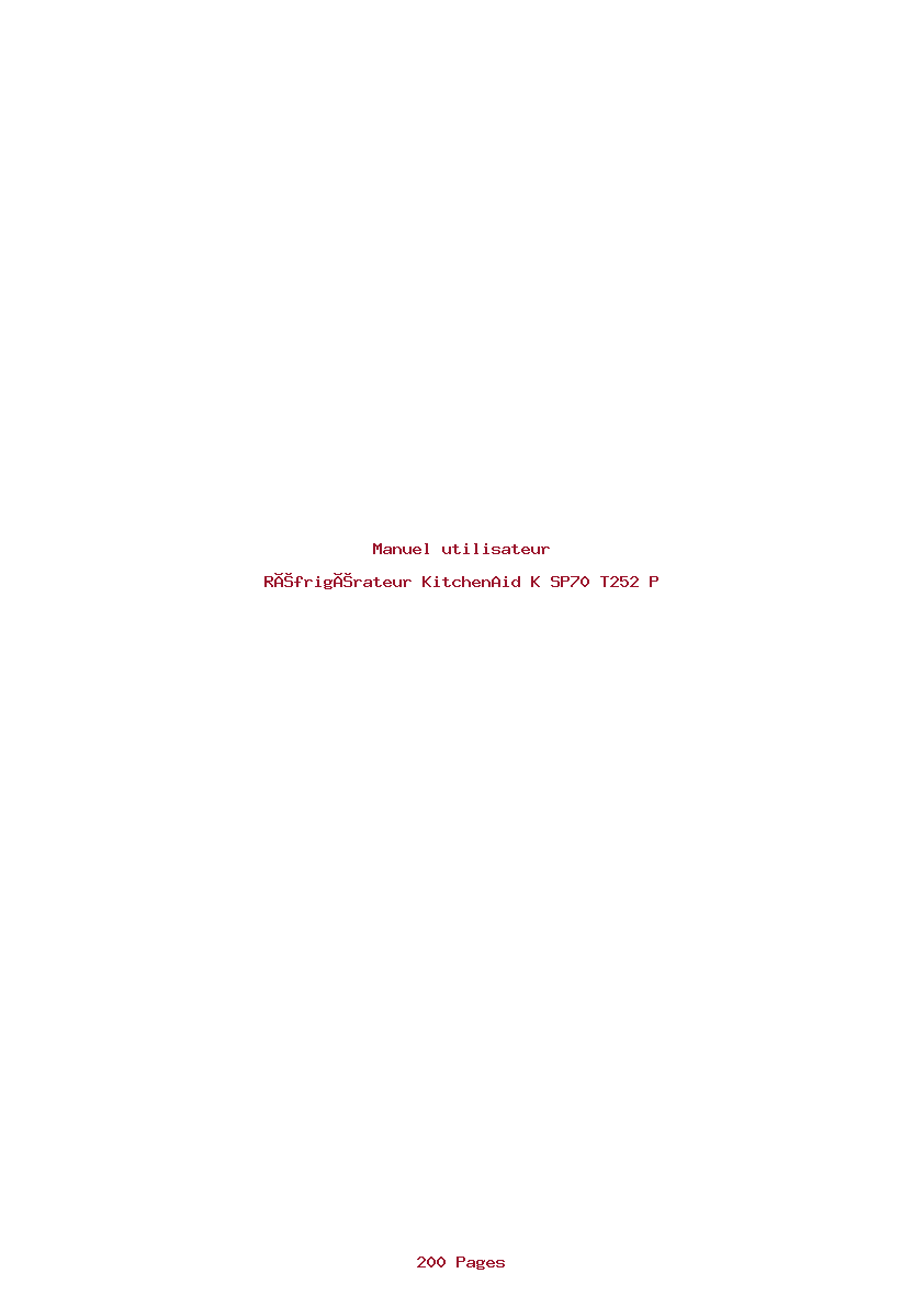 Page 1 de la notice Manuel utilisateur KitchenAid K SP70 T252 P