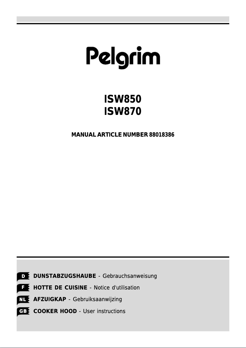 Page 1 de la notice Manuel utilisateur Pelgrim ISW 850