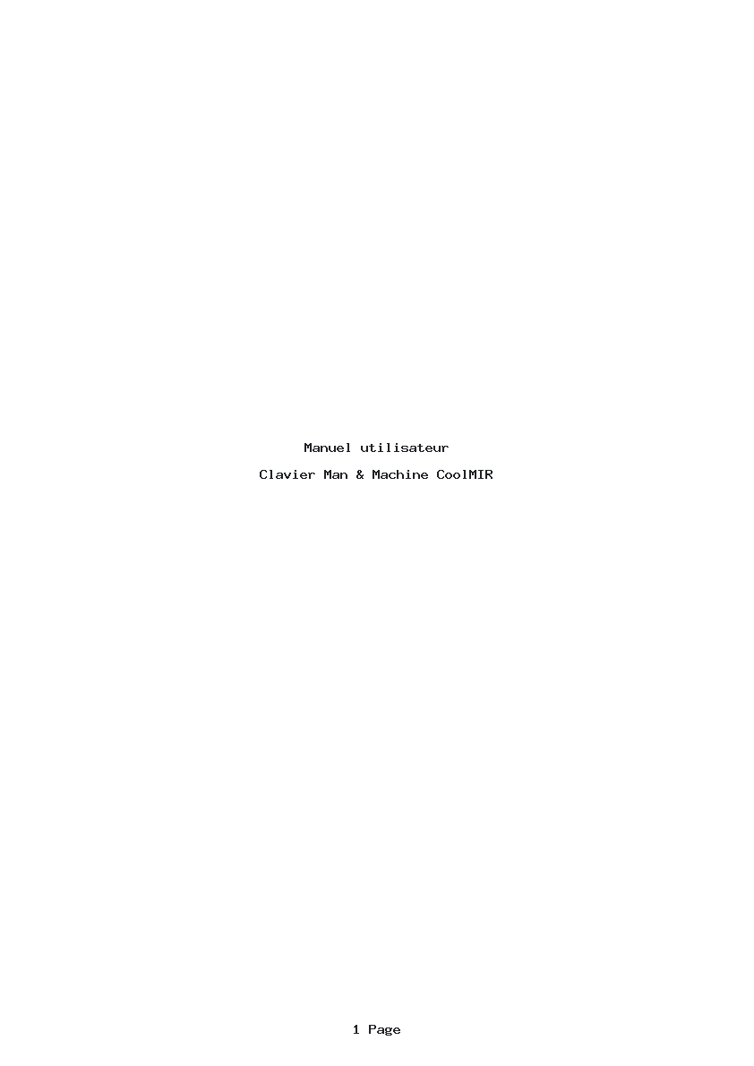 Page 1 de la notice Manuel utilisateur Man & Machine CoolMIR