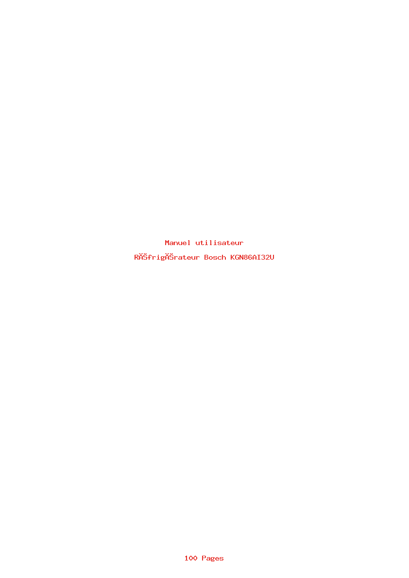 Page 1 de la notice Manuel utilisateur Bosch KGN86AI32U