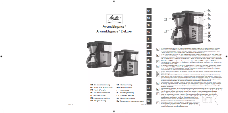 Page 1 de la notice Manuel utilisateur Melitta Aroma Elegance Deluxe