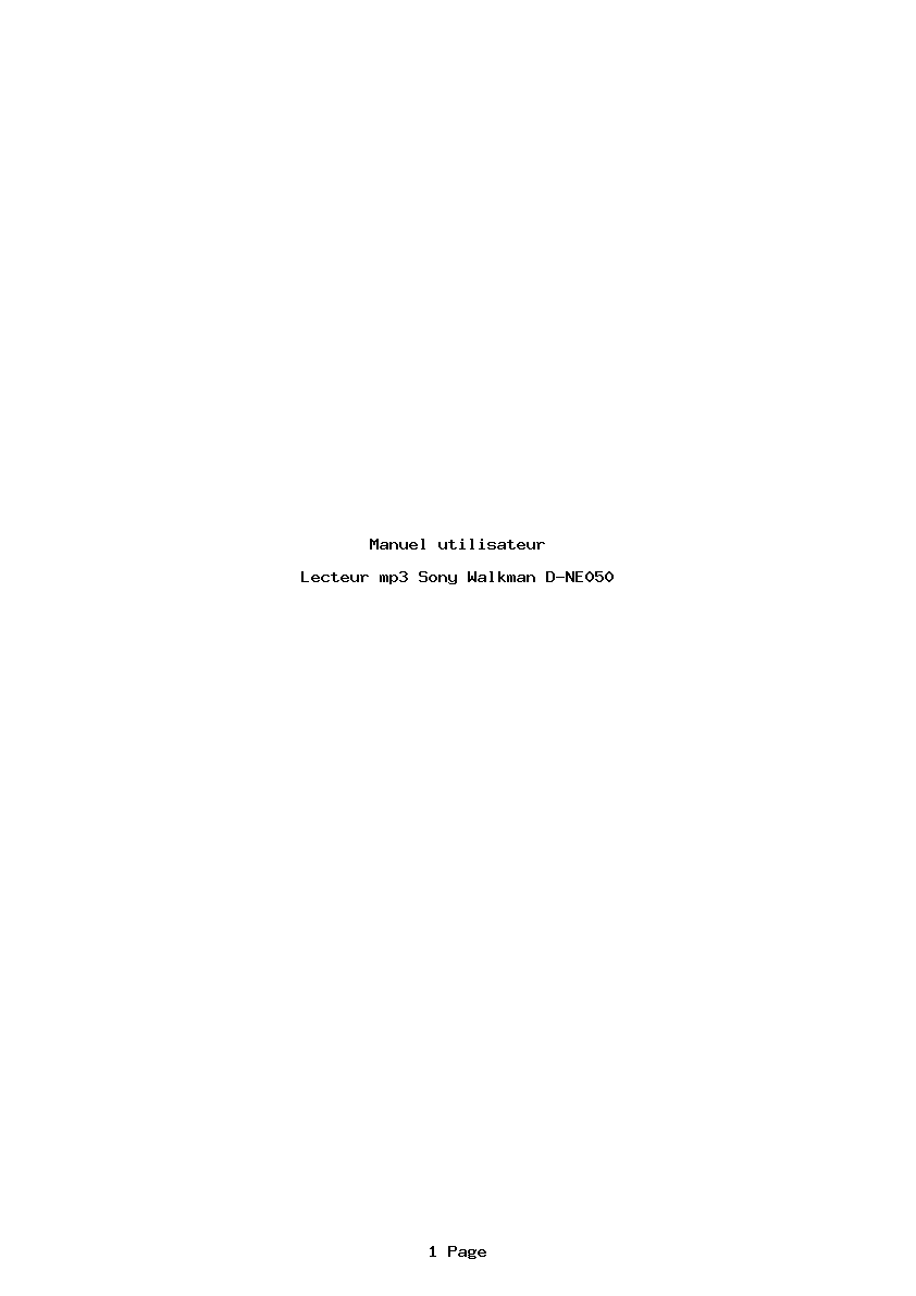 Page 1 de la notice Manuel utilisateur Sony Walkman D-NE050