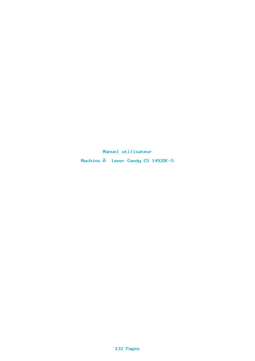 Page 1 de la notice Manuel utilisateur Candy CS 1492DE-S