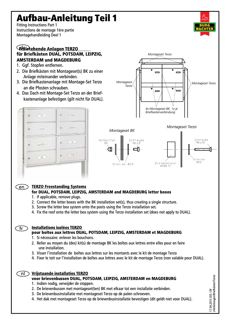 Página 1 del manual Manual de usuario Burg Wächter .DUAL-FRONT SILBER 1 BK