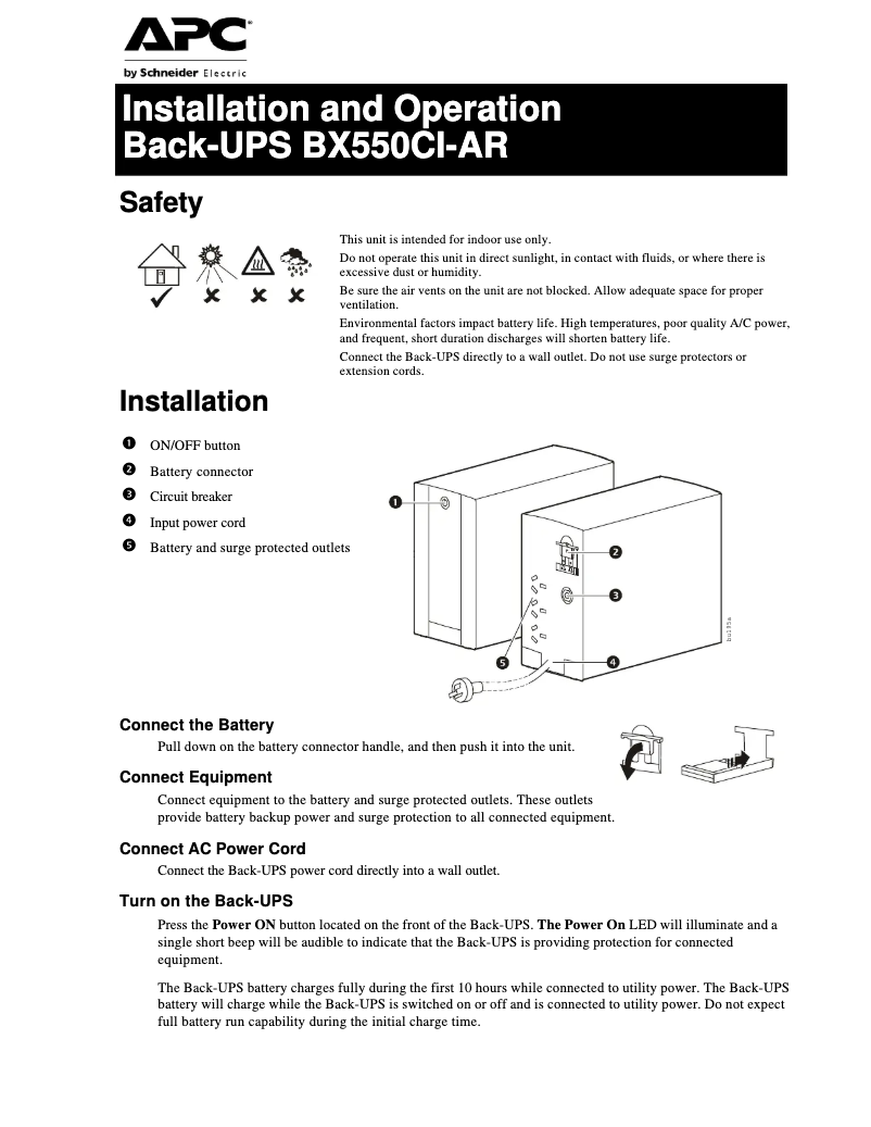 Página 1 del manual Manual de usuario APC Back-UPS BX550CI-AR