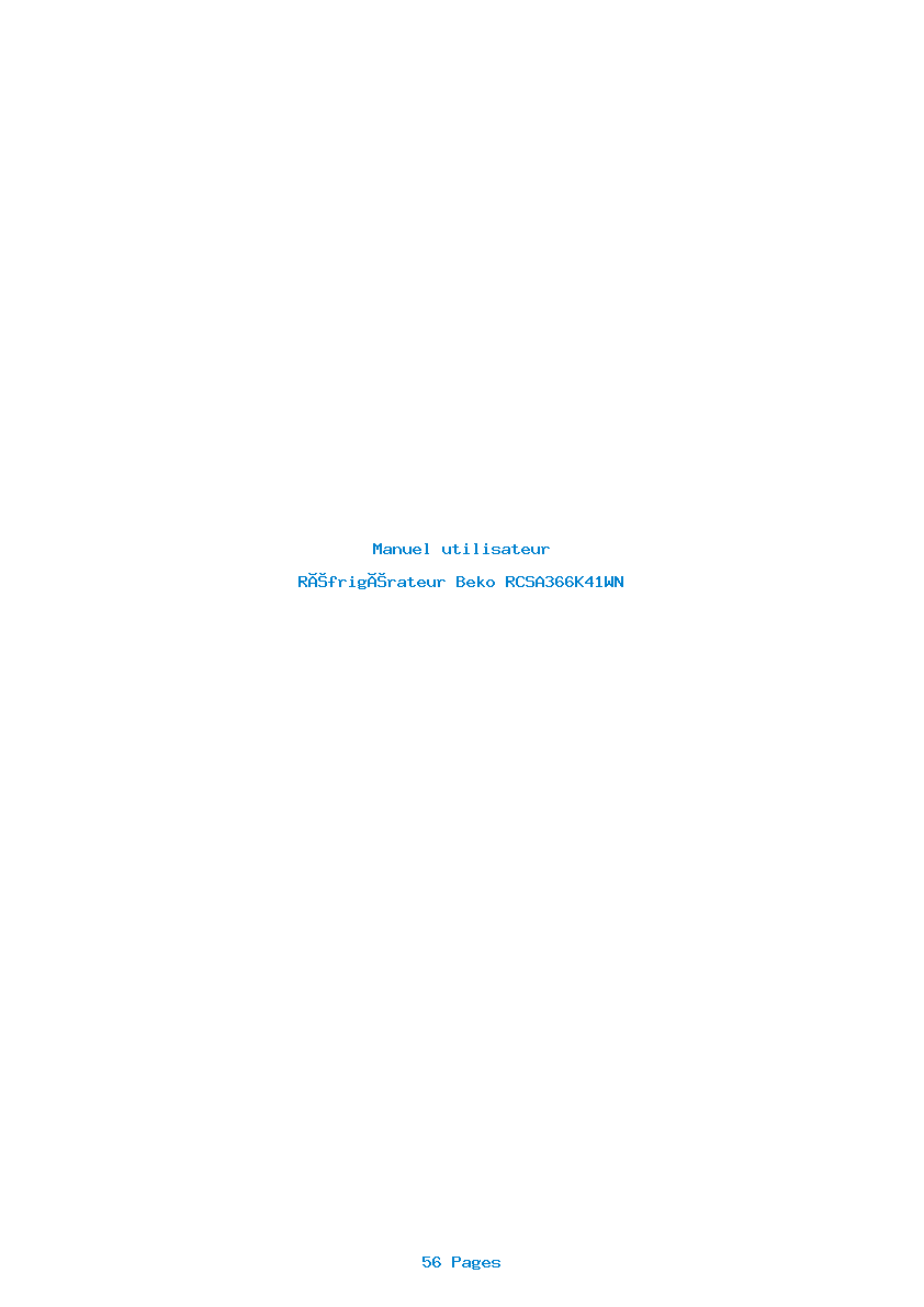 Page 1 de la notice Manuel utilisateur Beko RCSA366K41WN