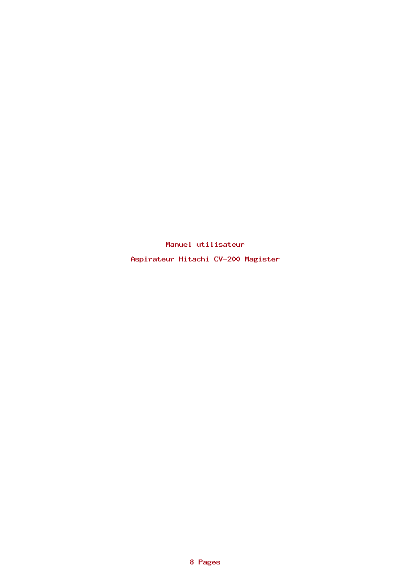 Page 1 de la notice Manuel utilisateur Hitachi CV-200 Magister