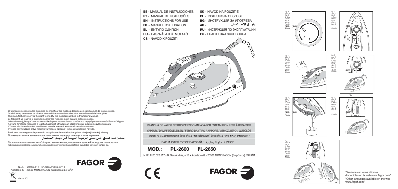 Page 1 de la notice Manuel utilisateur Fagor PL-2600