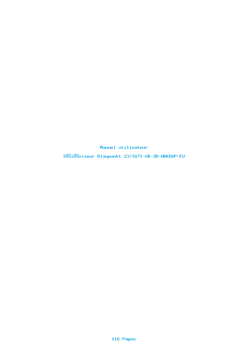 Page 1 de la notice Manuel utilisateur Blaupunkt 23/207I-GB-3B-HBKDUP-EU