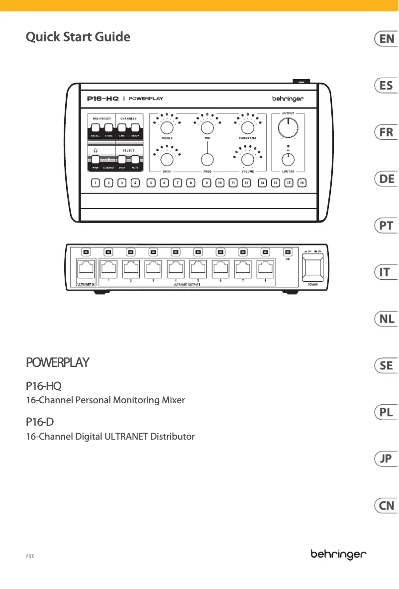 Página 1 del manual Manual de usuario Behringer P16-HQ