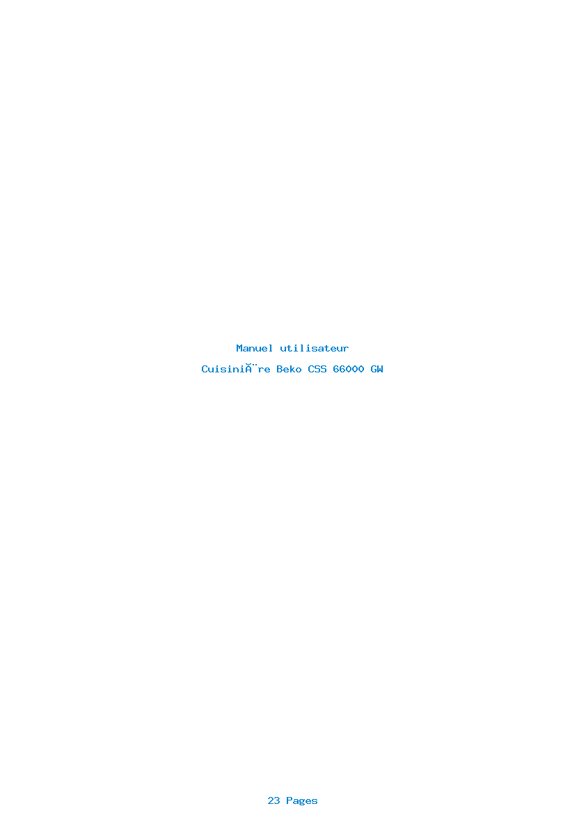 Page 1 de la notice Manuel utilisateur Beko CSS 66000 GW